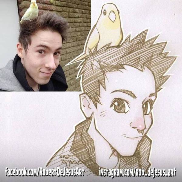 Artist Turns Random Photos Into Cartoon Characters