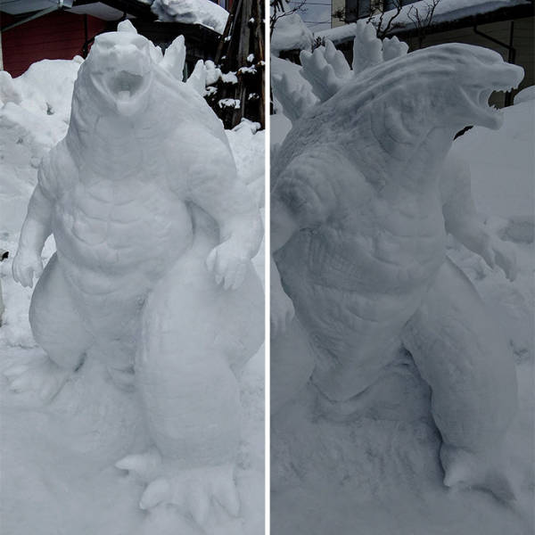 Japanese Artist Creates Incredible Snow Sculptures