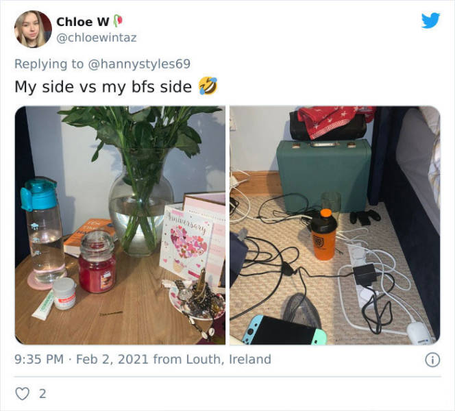Women Show Their Side Of The Bed Vs Their Boyfriend’s One