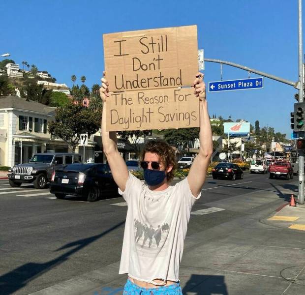 “Dude With Sign” Never Stops Protesting!