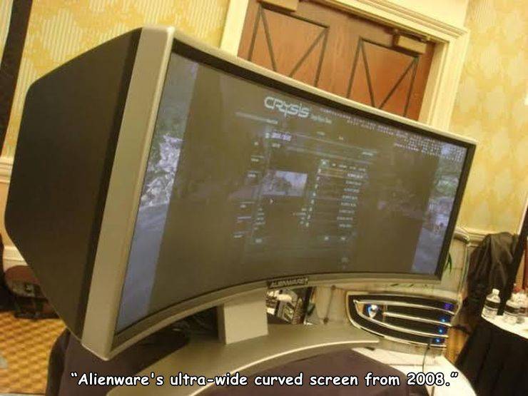 Image of an ultrawide curved Alienware screen from 2008.
