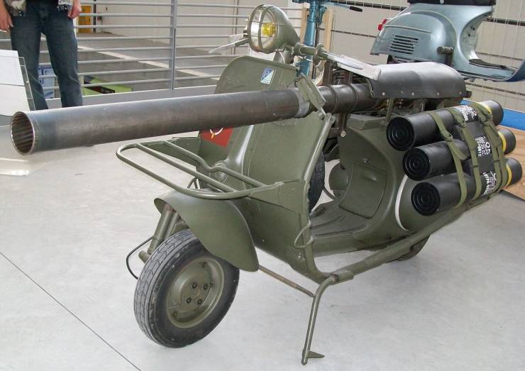 An anti-tank scooter Vespa 150 TAP made in the 1950s.