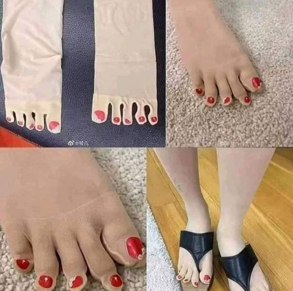Womens socks in the form of cracked nail polish.