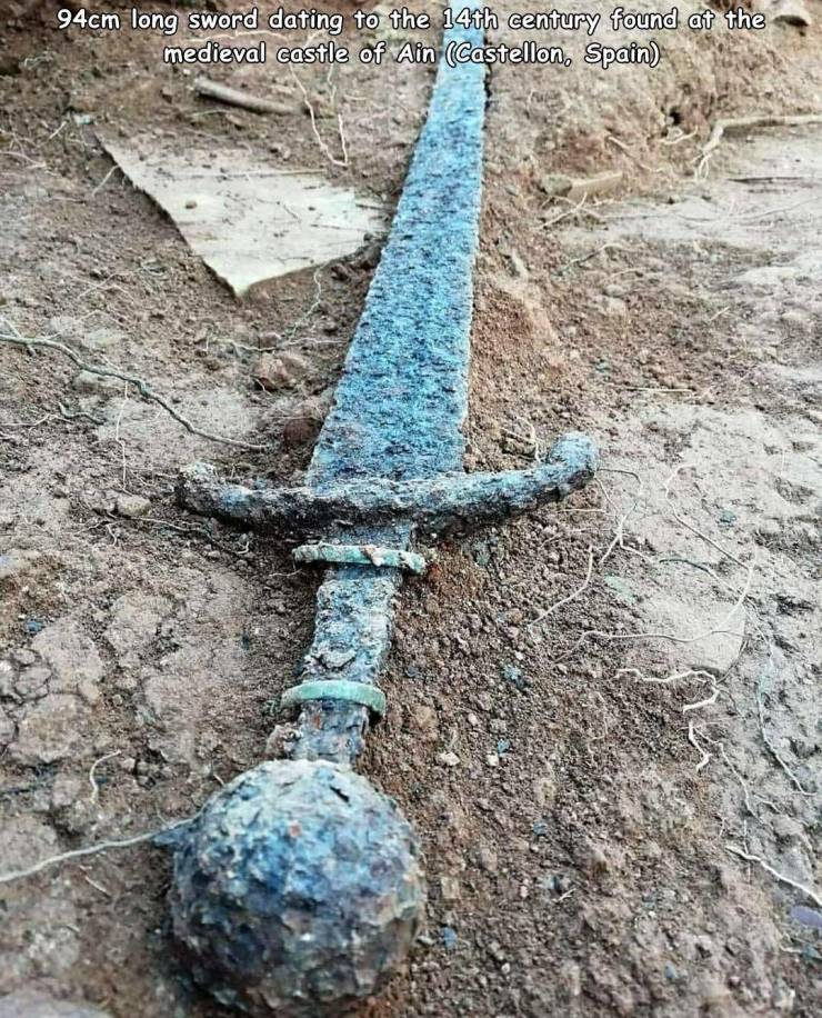 14th century 94cm long sword found at the medieval castle of Ain (Castellon, Spain).
