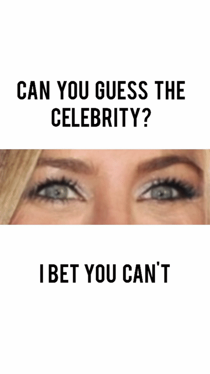 Jeniffer Anistons eyes and a question: Can you get the celebrity? And then Dwayne Johnsons face collage with her eyes.