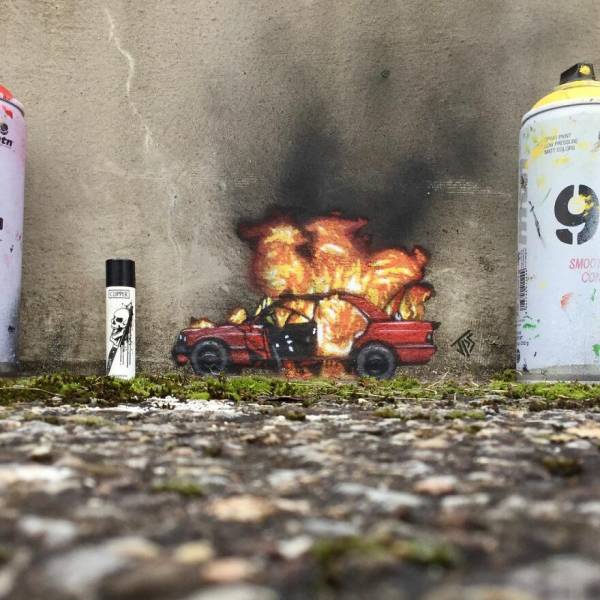 Street Artist Creates Graffiti That Blends Seamlessly Into Its Surroundings