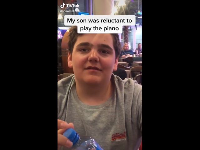 Dad Encourages His Son To Play The Public Piano
