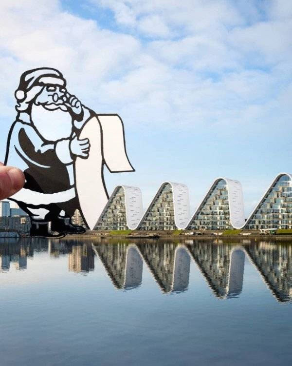Artist Cleverly Adds Paper Cutouts To Popular Landmarks