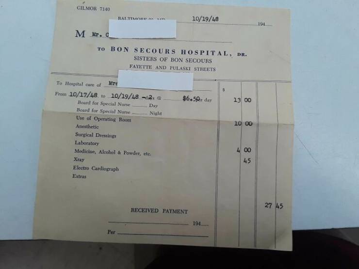 People Share American Medical Bills From The 20th Century. Feel The Difference…