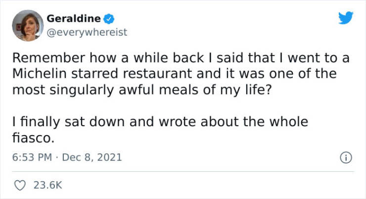 Woman Shares Details About Her Dinner At “The Worst Michelin-Starred Restaurant Ever”
