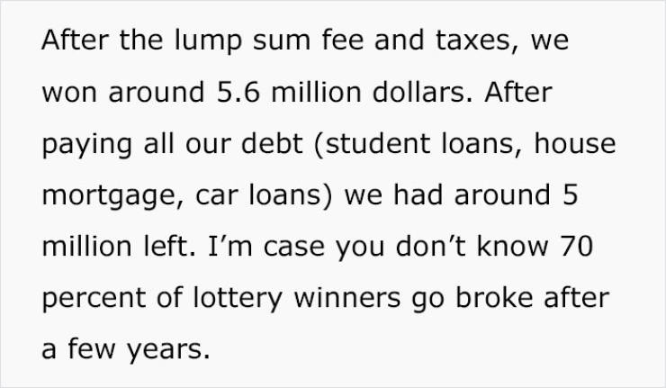 Guy Wins $5.6 Million, Refuses To Give A Cent To His Family