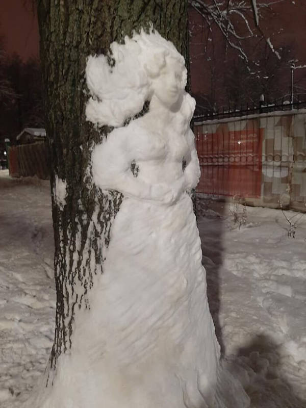 Artist Creates Beautiful Snow Art On Trees