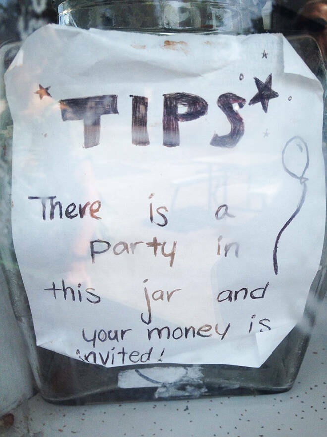 Tip Jars With Funny Signs