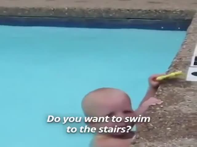 16-Month-Old Baby’s Swimming Training