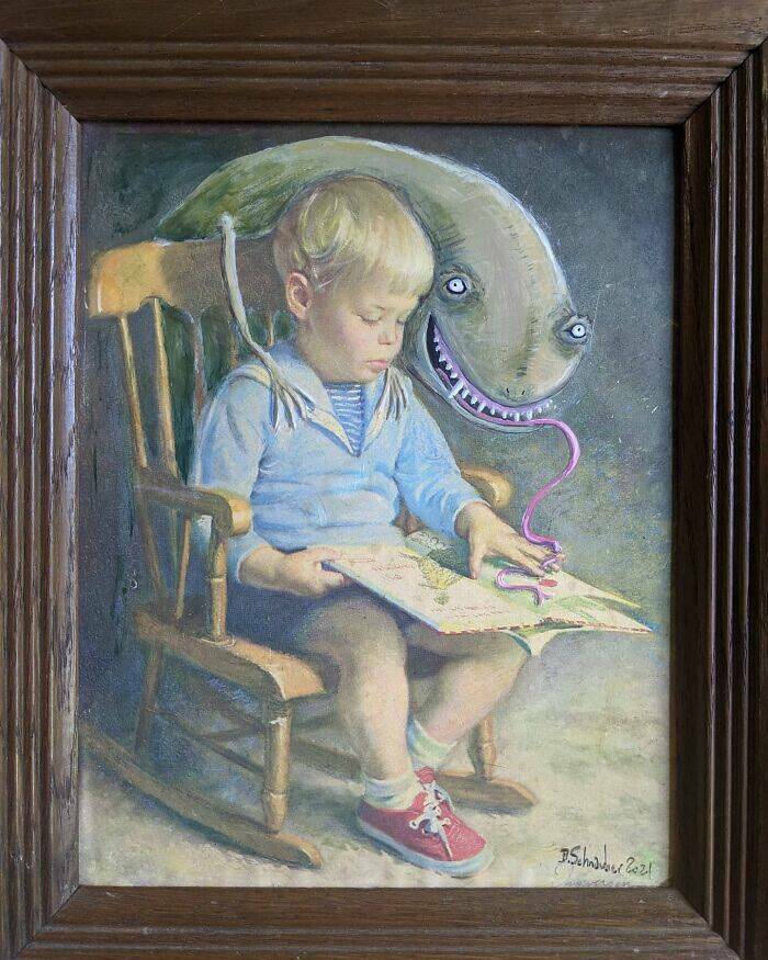 Paintings From Thrift Stores And Garage Sales That Got Repainted By Other Artists