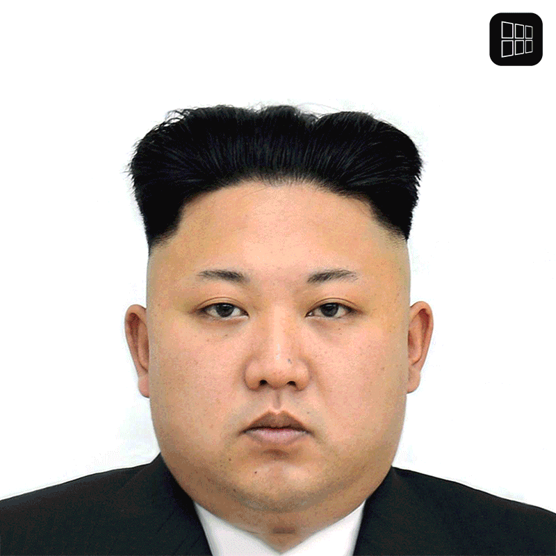 Gif do presidente Kim Jong-un com diversos tipos de corte de cabelo