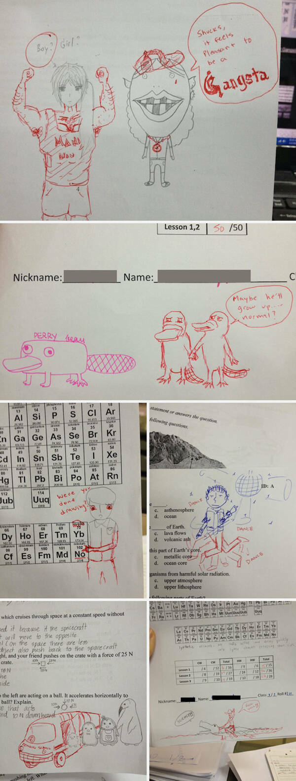 Teachers Humorous Marks On Student Tests