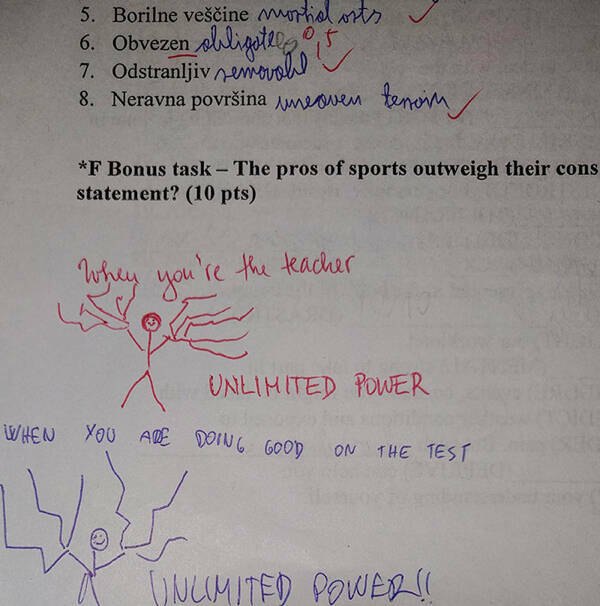 Teachers Humorous Marks On Student Tests