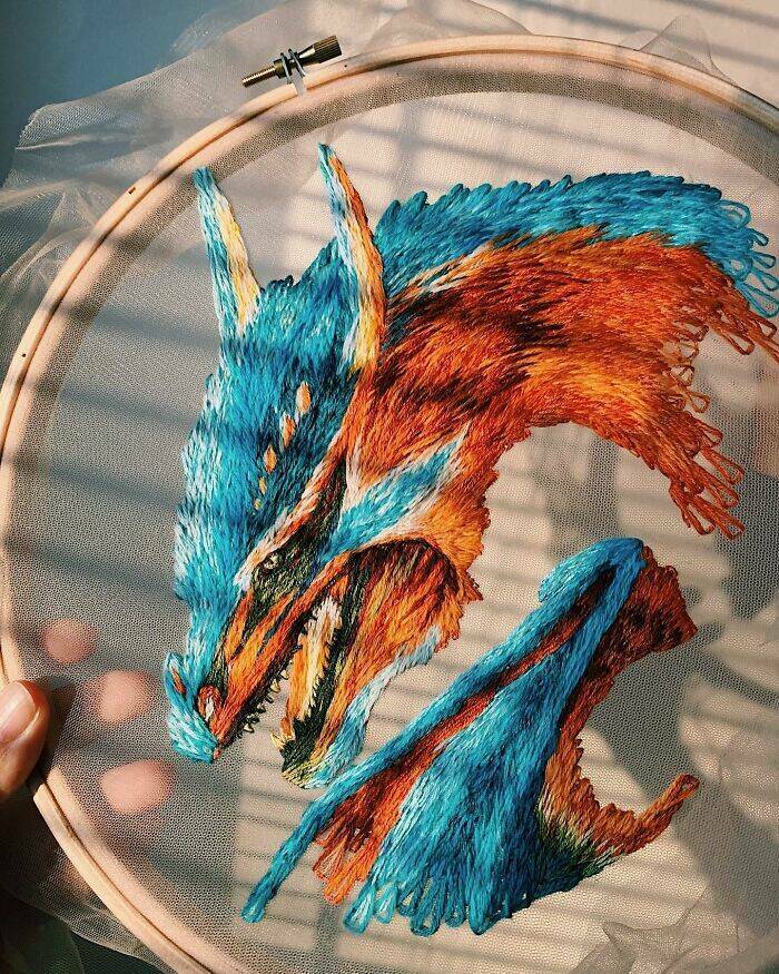Needlework Wonders: Realistic Embroidery Patterns On Tulle By Talented Artist