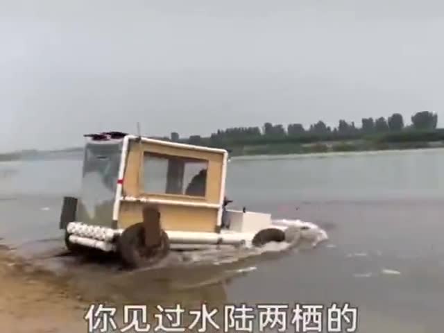 Amphibious Vehicle Made From Plastic Pipes