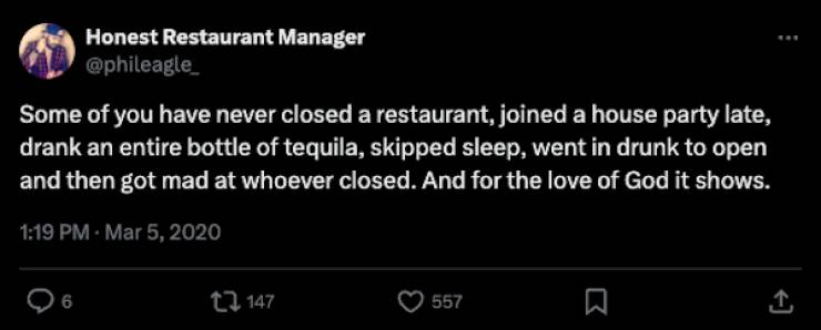 Relatable Tweets For Anyone Who’s Worked In A Restaurant