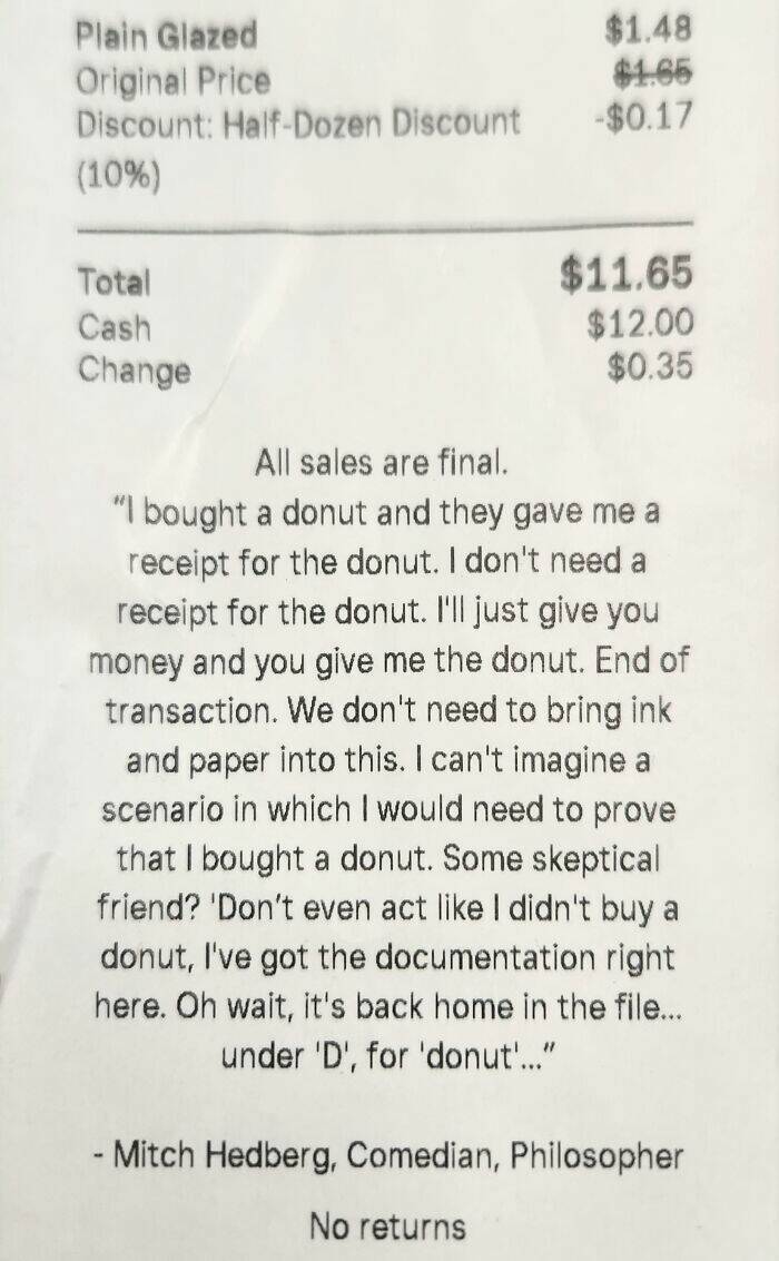 The Most Interesting Receipts Ever