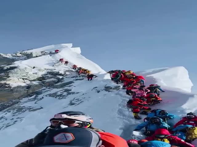The Queue At The Summit Of Mount Everest