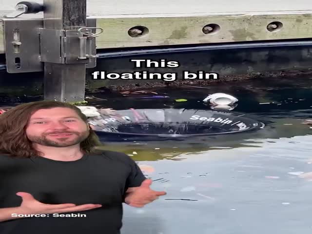Thus Floating Bin Sucks Plastic and Trash From The Ocean