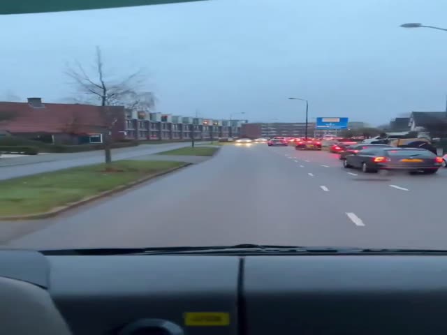 Drivers In Netherlands Giving Way To An Ambulance