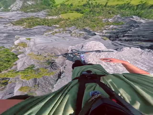 A Man Tears Down the Black Hills on His MTB in Southern France