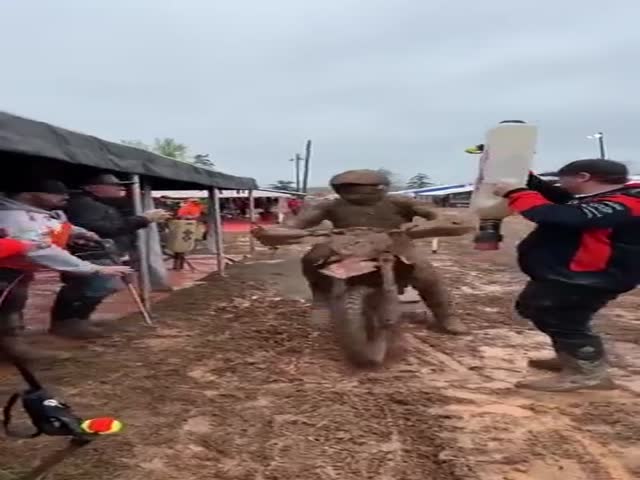Pit Stop During the Off-road Bike Race