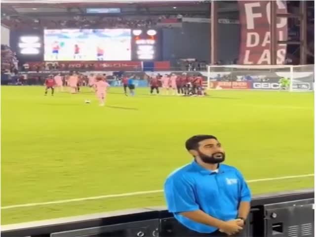 When Your Job is to Stop Pitch Invaders but your GOAT is Taking a Freekick