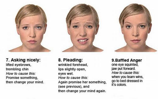 Women facial expressions (4 pics)