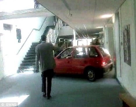 British students drive car in school corridors. They got arrested and suspended (7 pics)