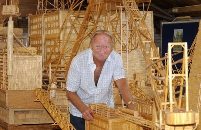 Former oil rig worker spent 15 years making model of oil rig out of four billion matchsticks (14 pics)
