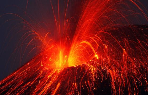 Very beautiful shots of awakening and eruption of a