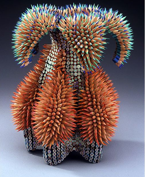 Pencil sea urchin sculptures by Jen Maestre (16 pics)