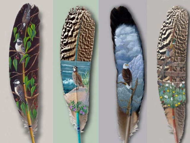 Beautiful paintings on feathers (10 pics)