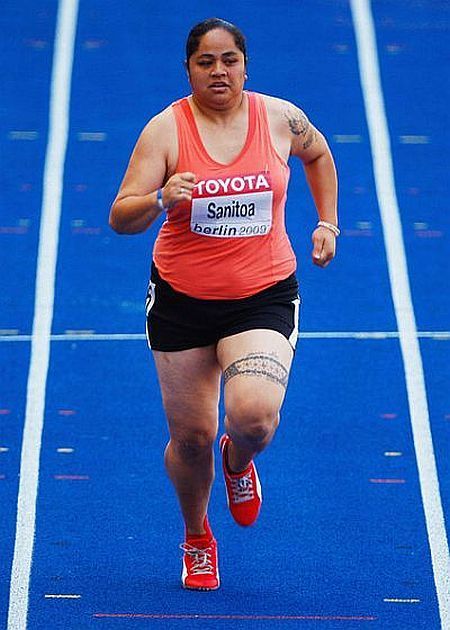 210 lb female Samoan shot-putter participated in World Championships 100m!! (11 pics)