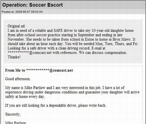 Soccer escort for a 10-year-old girl