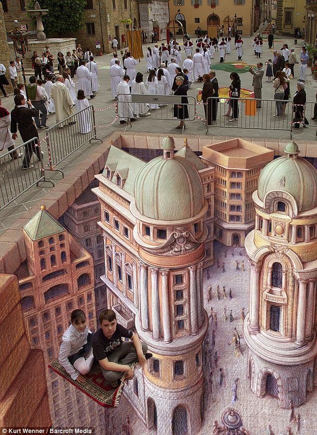 The amazing 3D chalk drawings of the street artist Kurt Wenners (12