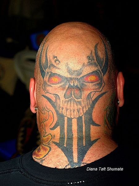 Tattoos on bald and shaved heads (25 pics)