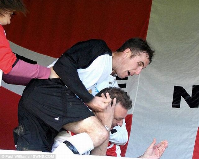 Soccer Player Climbs into the Stands to Attack a Fan of the Opposite Team (11 pics)