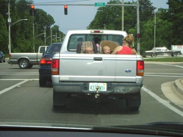 Babies Riding in the Cargo Area of a Pickup!! (6 pics)