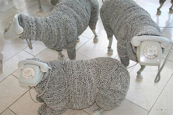 Rotary Telephone Sheep Sculptures (10 pics)