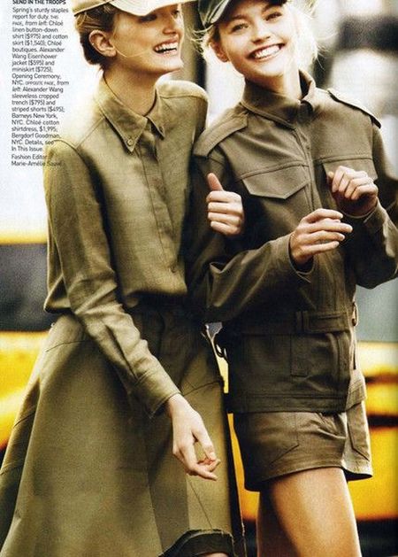 Different Models in a Military Style Photoshoot for American Vogue (12 pics)