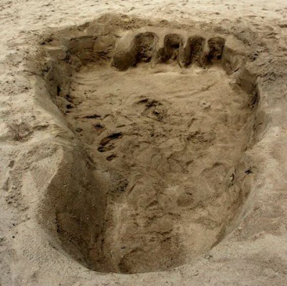 Huge Footsteps on The Beach (4 pics)