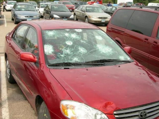 Cars after a Hailstorm