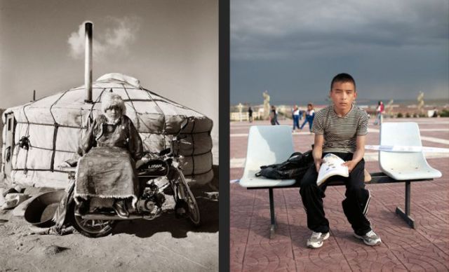 Mongolian Children Before and Today