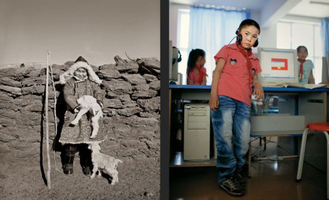 Mongolian Children Before and Today